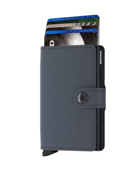 Secrid mini wallet leather matte grey-black