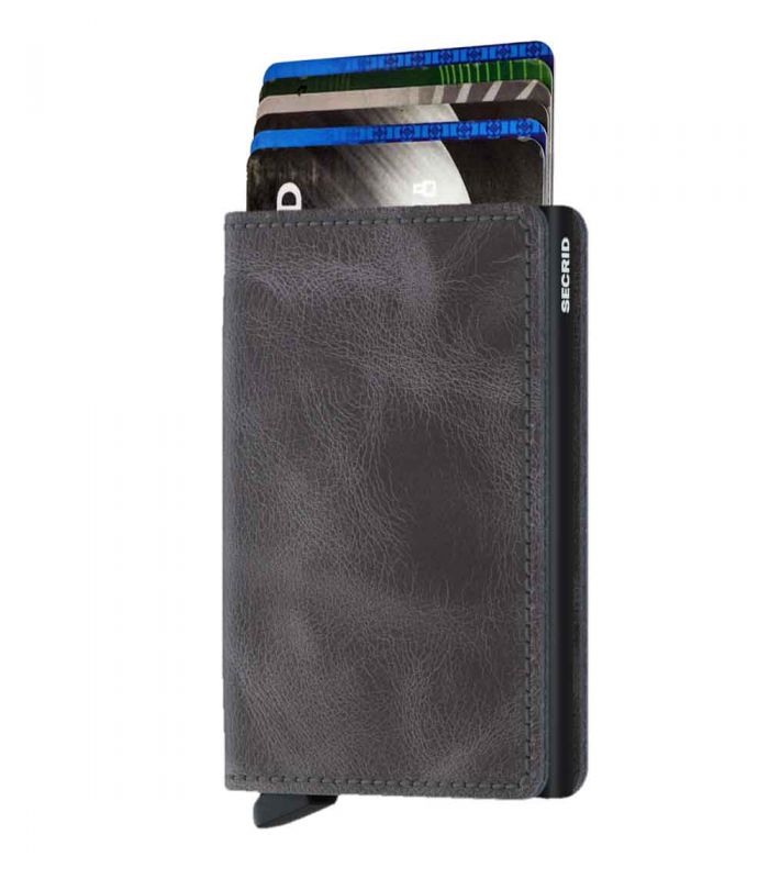 SECRID - Secrid slim wallet leather vintage grey-black