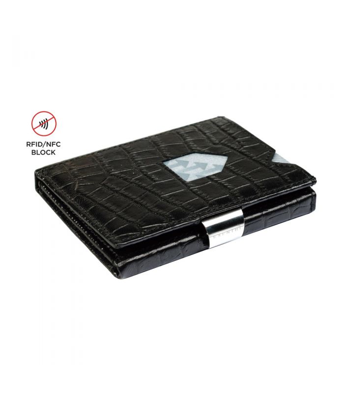Exentri - Exentri slim wallet leather Caiman black with RFID block