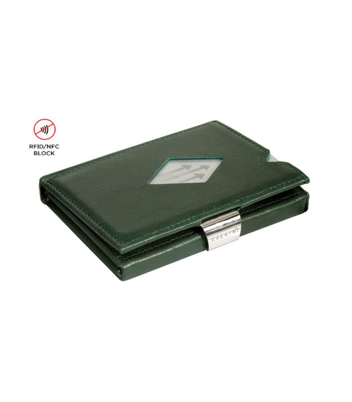 Exentri - Exentri slim wallet leather Emerald green with RFID block