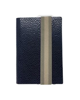 RFID slim wallet leather-strap classy black beige
