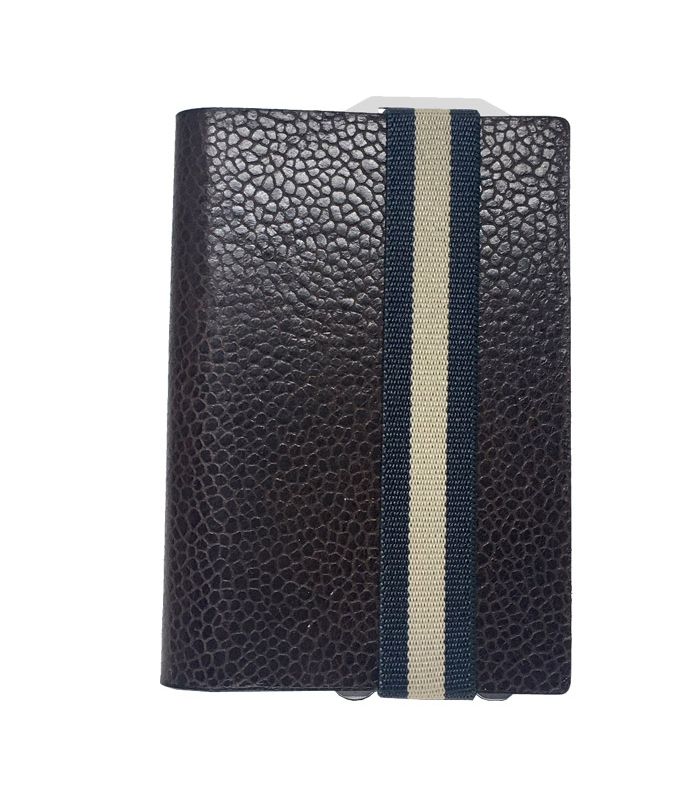 Q7-WALLET - RFID slim wallet leather-strap classy brown blue