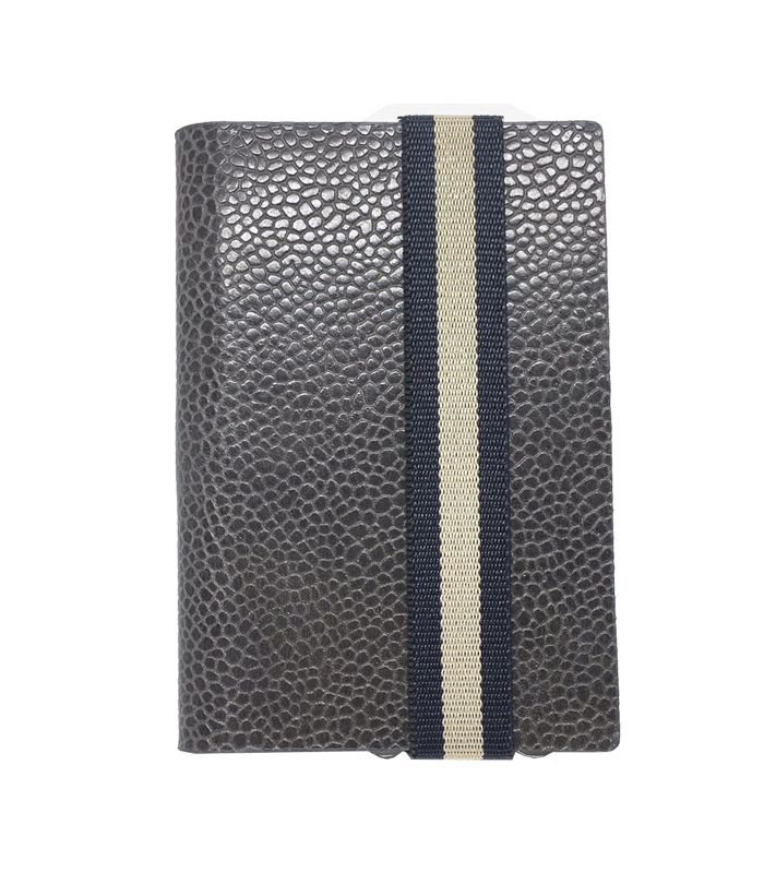 Q7-WALLET - RFID slim wallet leather-strap classy grey blue