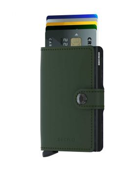 Secrid mini wallet leather matte dark green black 