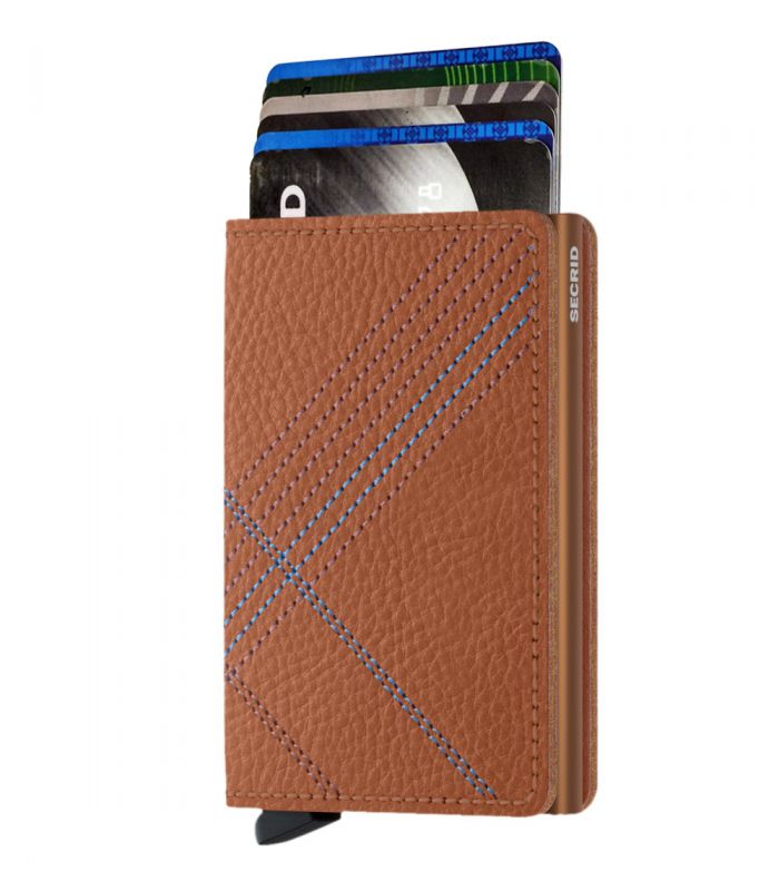 SECRID - Secrid slim wallet leather stitch linea caramello