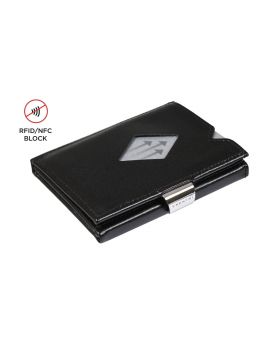 Exentri multi wallet leather Solid black with RFID block and coin compartment