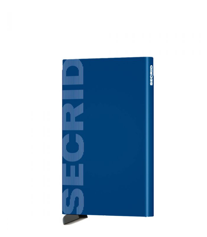 Secrid card protector aluminium in color blue lasered Secrid logo