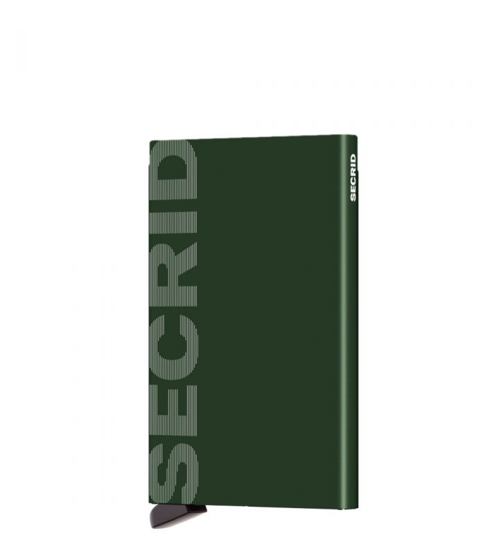 Secrid card protector aluminium in color green lasered Secrid logo