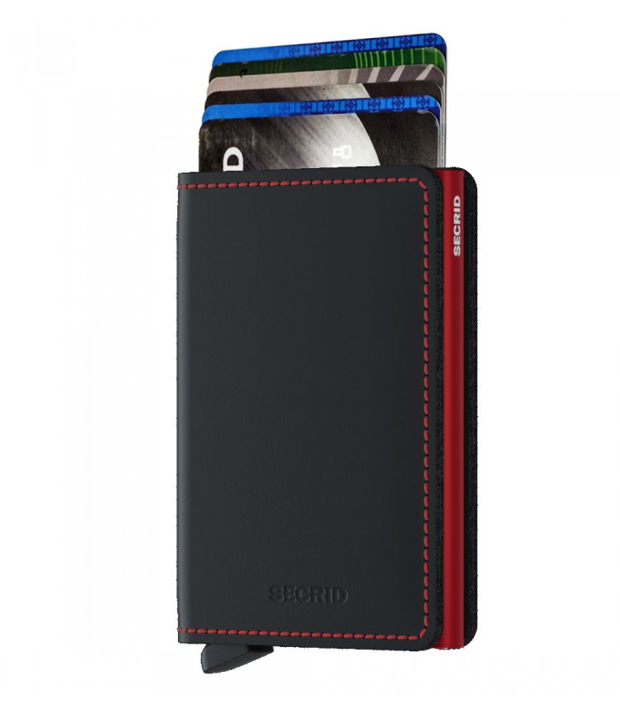 Secrid slim wallet leather matte black red