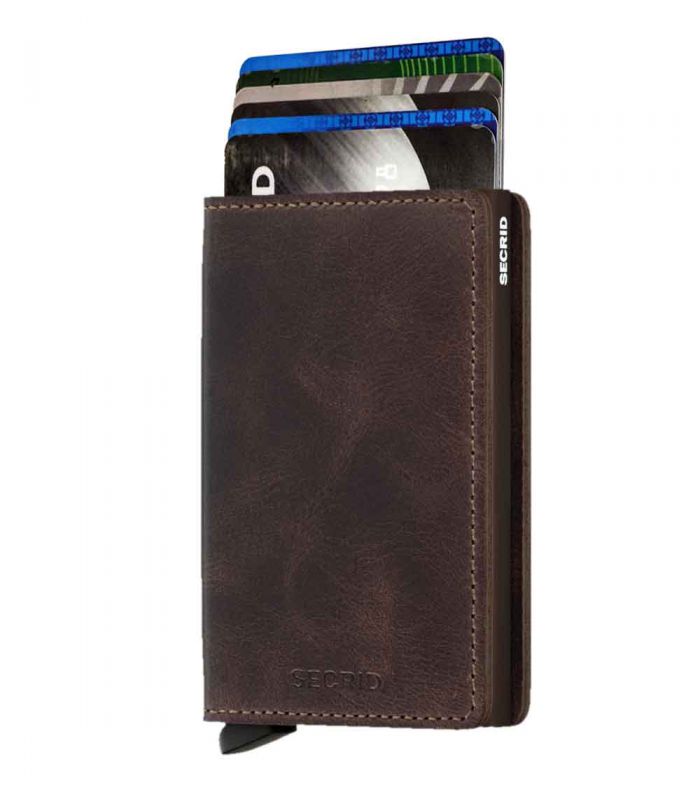 SECRID - Secrid slim wallet leather vintage chocolate